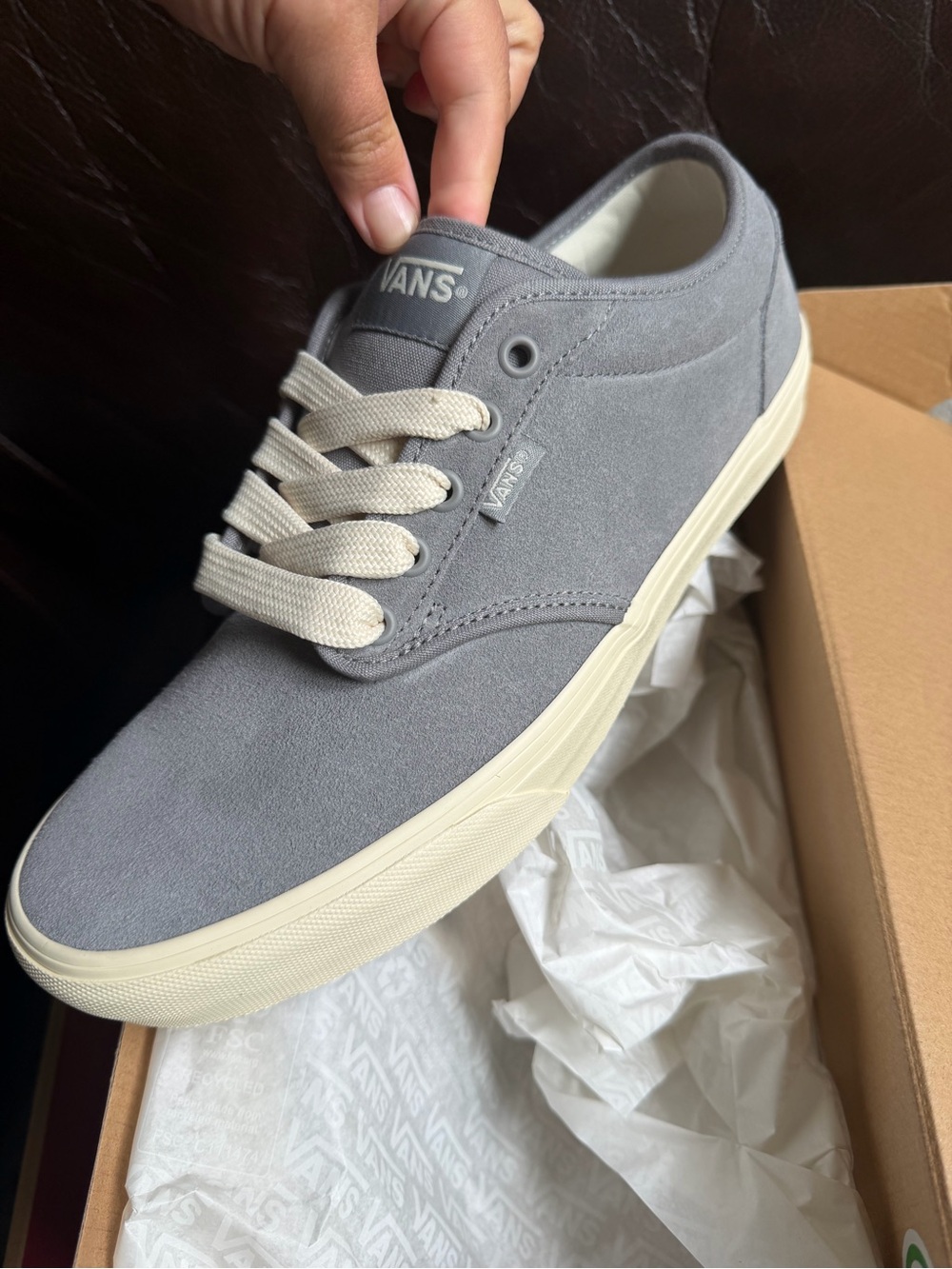 Vans Men’s Atwood Suede Sneakers - Grey with Cream Laces NIB